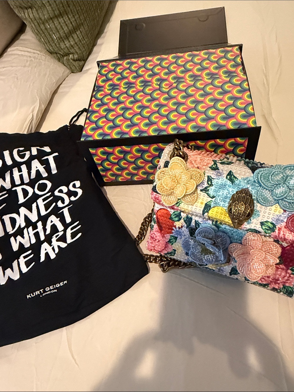 Kurt Geiger Beaded Floral Shoulder Bag in Multicolor